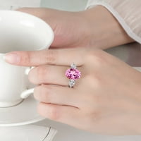 Xinqinghao Platinum pozlaćena zlatna boja visoki karbonski dijamant ovalni dijamantni prsten uvezeni dijamant ružičasti žuti i dijamantski angažman prsten ružičasta 7