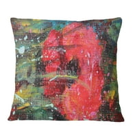 DizajdRart Crveni mak akrilni crtež - cvjetni jastuk za bacanje - 12x20