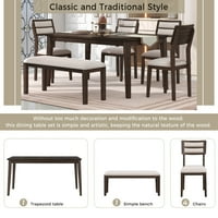 Trpezarijski sto, pravougaoni trpezarijski sto sa tapaciranim stolicama i klupom, kuhinjski sto stolice