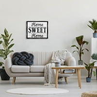 Sweet Home Seoska Kuća Znak Tipografija Grafička Umjetnost Jet Crni Uokvireni Art Print Wall Art