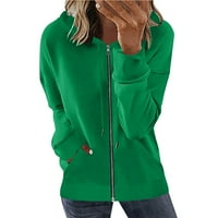 Leesechin svjetlo jakne za žene klirens Dugi rukav Patentni zatvarač otvorena prednja labava vanjska odjeća za štampanje bluza kaput vrhovi džepovi hooded bluza