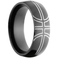 Poluokrug Crni cirkonijumski prsten sa brušenim Košarkaškim dizajnom