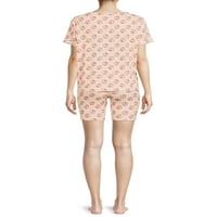 Budite sami ženska i ženska Plus majica sa kratkim rukavima i bajkerski šorc, 2-dijelni Set za spavanje