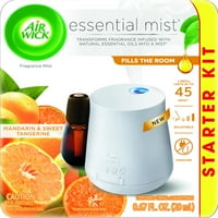 Air Wick Esential Mist Starter Kit, mandarina i slatka mandarina, Difuzor esencijalnog ulja, osvježivač zraka