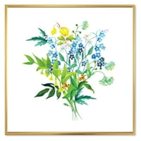 Designart 'Meadow Flowers Garland On White' Seoska Kuća Uokvirena Platnenim Zidom Art Print