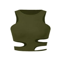 Ženski Casual običan okrugli vrat Tank vojska zeleni Tank Tops & Camis L