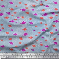 Soimoi Saten Silk Fabric Bubbles & Riba Okean Print Šivanje Tkanina Dvorište Širok