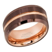 2-Ton brušena završna obrada smeđe i ružičasto zlato IP žljebovi Volfram karbid zaručnički prsten za vjenčanje Comfort Fit - # 600PLs14