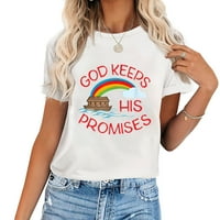 Bog drži svoja obećava slatka religiozna majica Noahs Ark