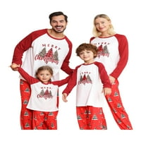Sretan božićni porodični pidžami postavio božićno drvcu Ispis dugih rukava xmas pjs spavaća odjeća