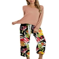 Haite Ženski Set Pidžama Dugih Rukava Sa Pantalonama Udobna Odjeća Za Spavanje Noćna Odjeća Set Narandžasta M