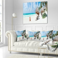 Designart Karipska plaža Panorama - jastuk za bacanje pejzažne fotografije - 16x16