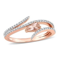 Miabella ženski karat T. G. W. Morganit i karat T. W. dijamant 10kt ružičasto zlato suza otvoreni zaručnički prsten