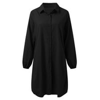 Haljina Wozhidaoke za žene Ženska pamučna i posteljina košulja Ležerne prilike sa slobodnim maxi haljinama crne s
