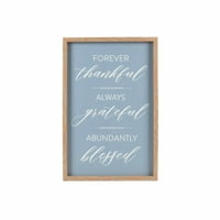 Prinz Forever Thankful 15.5 23.5 Reverse Bo Wall Decor plak sa podignutim riječima, plava