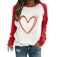 Dan zaljubljenih majice za žene trendi dan zaljubljenih štampani okrugli vrat labavi pulover štampani