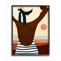 Stupell Industries Ženski modni šešir kupaćih kostima na plaži Summer Sun Framed Wall Art dizajn Victoria Borges, 24 30