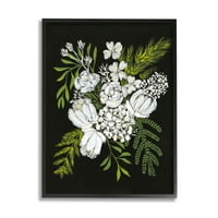 Stupell Industries cvjetanje aranžmana bijelog cvijeća dizajn grafička Umjetnost Crni uokvireni umjetnički