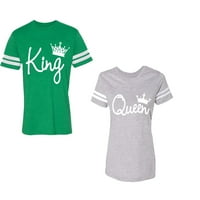 Modni kralj kraljica Unise par odgovarajući pamučni dres stil T-Shirt kontrastne pruge na rukavima
