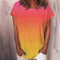 Huaai ženske ljetne Casual majice sa štampanim okruglim vratom labave valjane kratke rukave ljetne modne