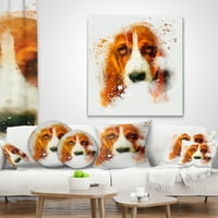 PromenArtict Sober Brown Dog Portret - Jastuk za bacanje životinja - 16x16