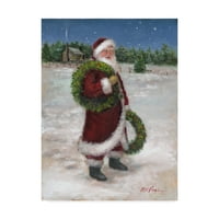 Zaštitni znak likovne umjetnosti 'Djed Mraz sa dva vijenca' platno umjetnost mary mlinar veazie