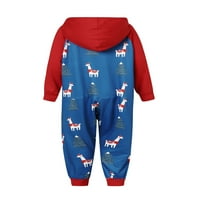 Seyurigaoka slatka Božićna štampana patentna patentna jednodijelna pidžama s kapuljačom roditelja i djeteta
