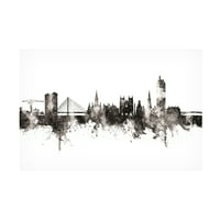 Michael Tompsett 'Nantes France Skyline BW' Canvas Art