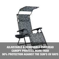 Bliss Hammocks 30 široka XL stolica sa nultom gravitacijom w podesiva nadstrešnica za sunce, poslužavnik za piće i podesivi jastuk, lbs kapacitet