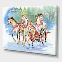 Prevoz U Snegu Sa Galoping Konjima Slikarstvo Platno Art Print