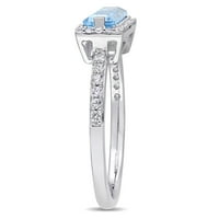 Miabella Women's 1- Carat Baguette-Cut Sky Blue Topaz Bijeli safir Sterling Silver Halo Ring