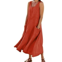 Ženska haljina u boji Ležerne haljine Flowy Party duge haljine visoki struk Tunic odgovara visokim opružnim i ljetnim odjećima s visokim V izrezom