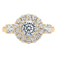 1. ct briljantan okrugli rez jasan simulirani dijamant 18k žuto zlato Halo Solitaire sa akcentima prsten