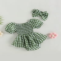 Novorođene novorođenčad za bebe djevojke Romper haljina kratki rukav Ruched Jumpsuits suknje za suknje BodySuits Traka za glavu Princess Outfit