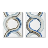Stupell Industries Dvodimenzionalne spiralne helike smeđe plave apstraktne linije, 30, dizajn od Grace