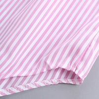 Tking Fashion Womens Summer Plus Size Dugi rukav rever Stripe Print Tops Casual Loose Botton Shirts with