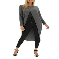 Jednostavno budite ženski Plus Size Dugi rukav Maxi wrap tunika