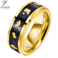 Galaxy Style volfram karbidni prsten w Opal & zlatni list Inlay in ili vjenčani prsten za muškarce žene