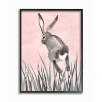 Stupell Industries Bunny zec Jump Trave Pink Green Aniclity slika Framed Wall Art by Ziwei Li