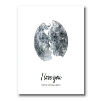 Designart 'Kiss of Two Lovers In Romantic Moon Shape' Modern Canvas Wall Art Print