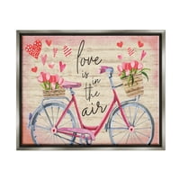Stupell Love In The Air Tulip Bike Basket Holiday Painting Grey Floater Framered Art Print Wall Art