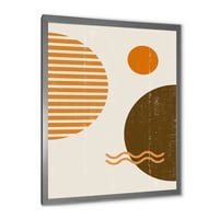 Designart 'apstraktni minimalni mjesec i Sunce u zemljanim tonovima III' moderni uokvireni umjetnički Print
