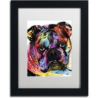 Zaštitni znak Likovna umjetnost Bulldog Umjetnost platna Dean Russo, bijeli mat, crni okvir