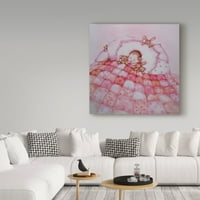 Zaštitni znak likovne umjetnosti 'baby girl ružičasti krevet' platno umjetnost angie Livingstone