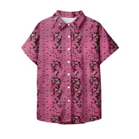 Apepal ženski majica na havajskim stilom Ljeto dugme dolje labavi cvjetni print tisak za bluze na plaži Dame kratkih rukava Poslovna tunika košulja crvena m