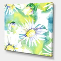 Designart 'Aquarelle Impression of Daisy Flowers II' tradicionalni platneni zidni umjetnički Print
