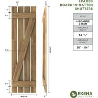 Ekena Millwork 1 2 W 57 H Americraft Vanjska ploča sa četiri ploče od pravog drveta - N-letve roletne w Z-Bar, planina Shadow