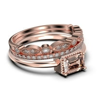 Minimalistički 2. karatni morgatitni i dijamantski movali zaručni prsten, vjenčani prsten u srebru od