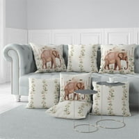 Ljubavni slonovi zatvoreni vanjski tkaninski jastuk u bijelom sa zip-om