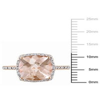 3-karatni T. G. W. Morganite Carat T. W. Diamond 14kt oreol koktel prsten od ružičastog zlata